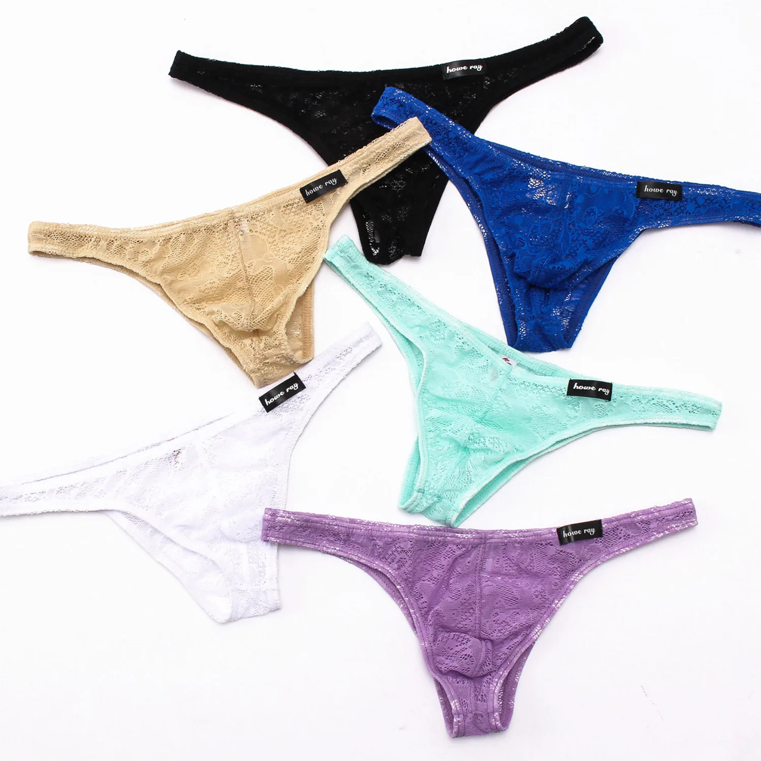 Men Transparent Lace Mini Briefs Perspective Hollow Half Back Coverage Soft Skin-Friendly Breathable Quick-Dry Underwear 6 Color