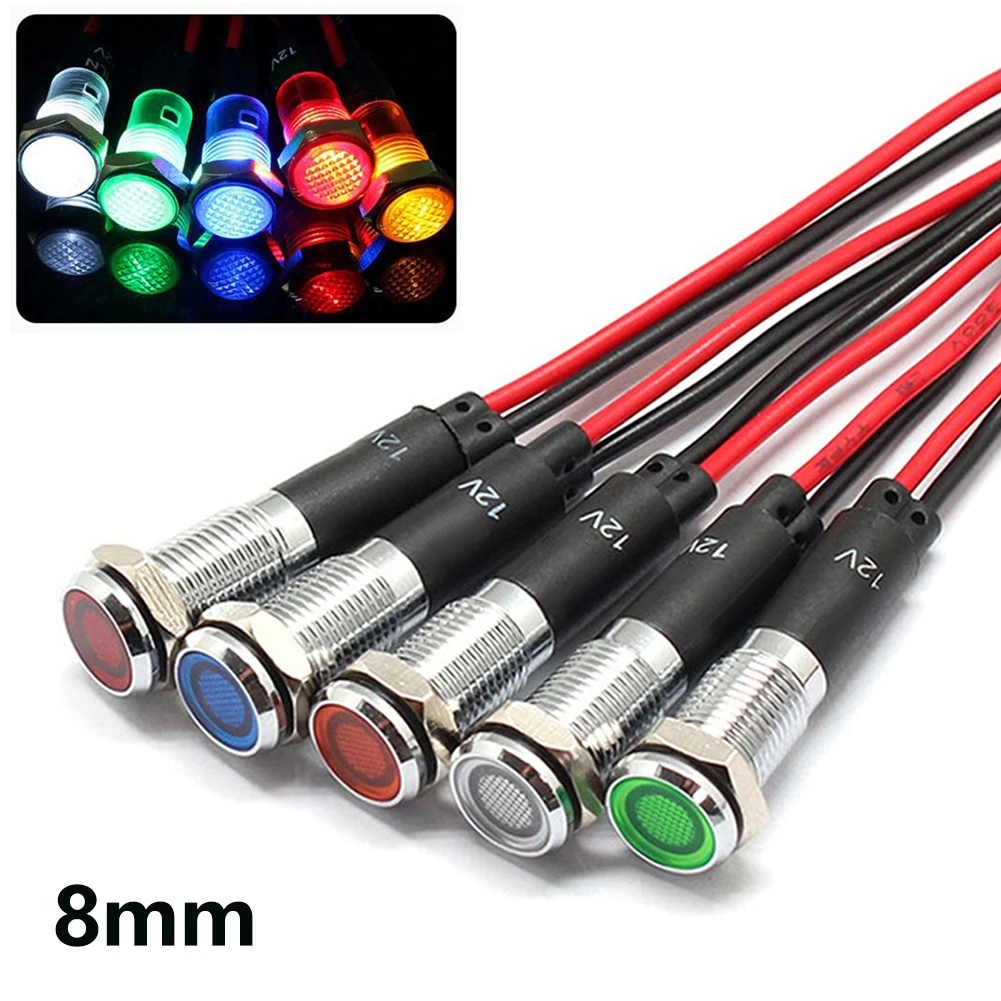 5PCS 8mm Metal Indicator Light Small LED Equipment Signal Light 12V Waterproof Explosion-proof Dustproof Sound Signal Light