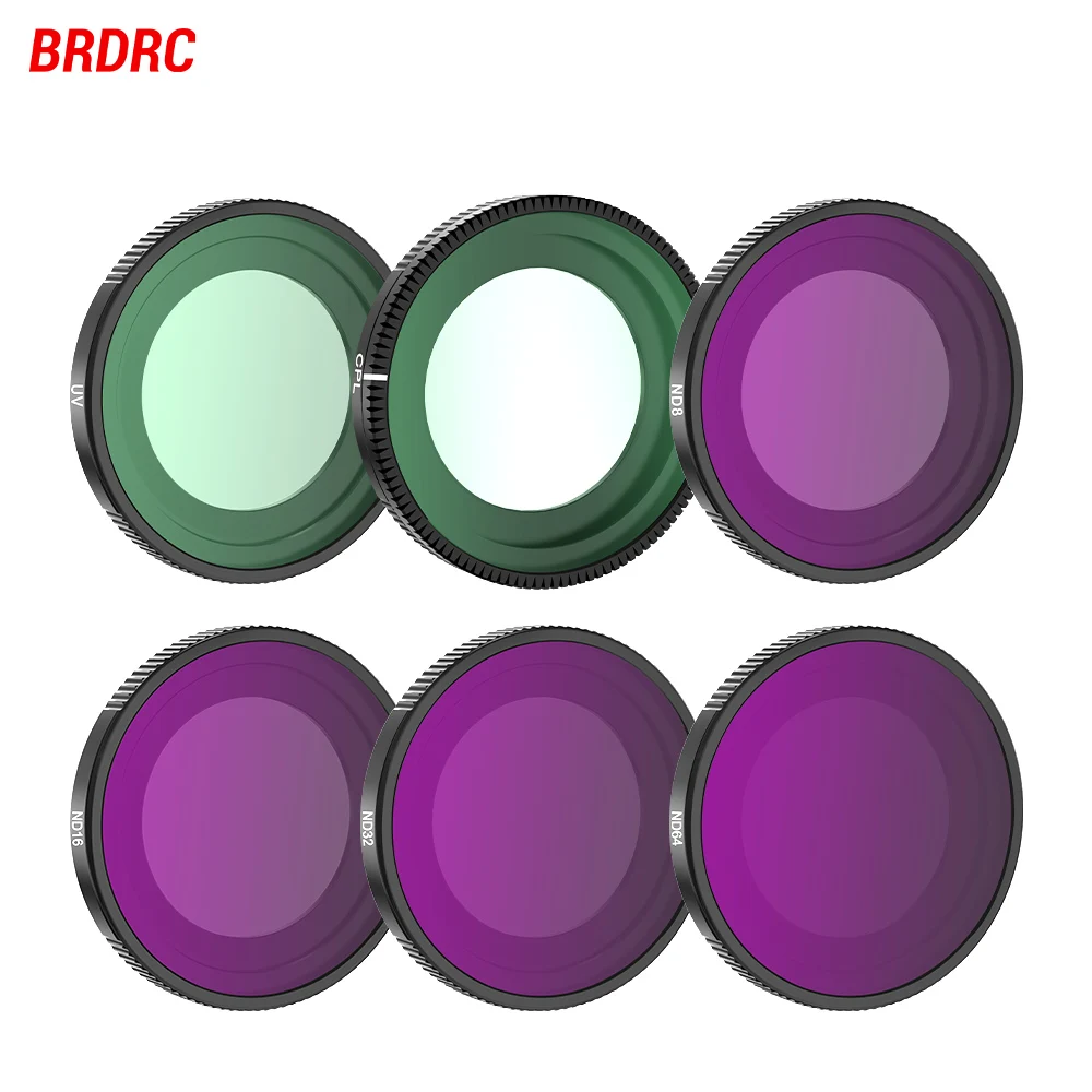 BRDRC Lens Filters Set for Insta360 GO 3S UV/CPL/ND8/ND16/ND32/ND64 Neutral Density Optical Glass Camera Photography Accessory