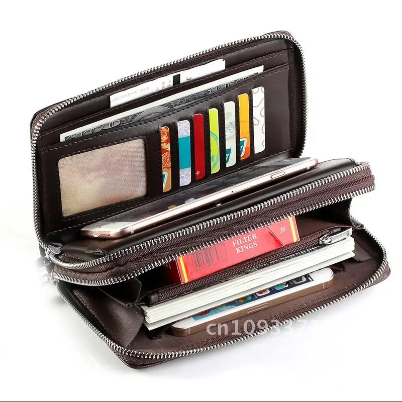 Men Wallets with Coin Pocket Long Zipper Coin Purse for Men Purse Large Male Vintage Business Wallet Zipper Double Wallet
