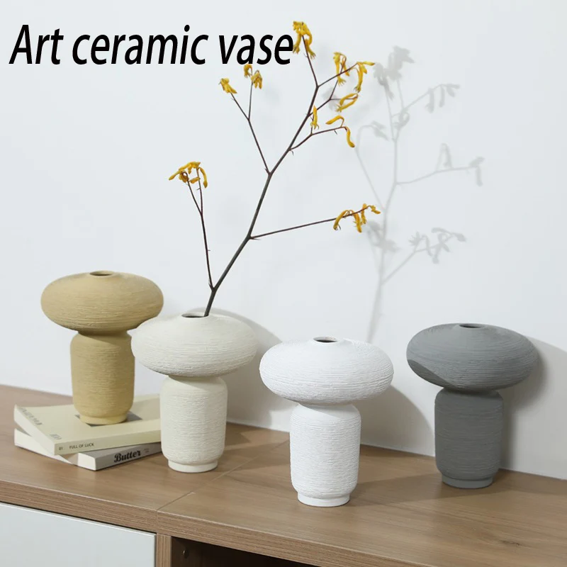 Simple Style Ceramic Vase Wabi-Sabi Bedroom Entrance Living Room Decorated with Flower Vases Holiday Decoration Gift Wholesale