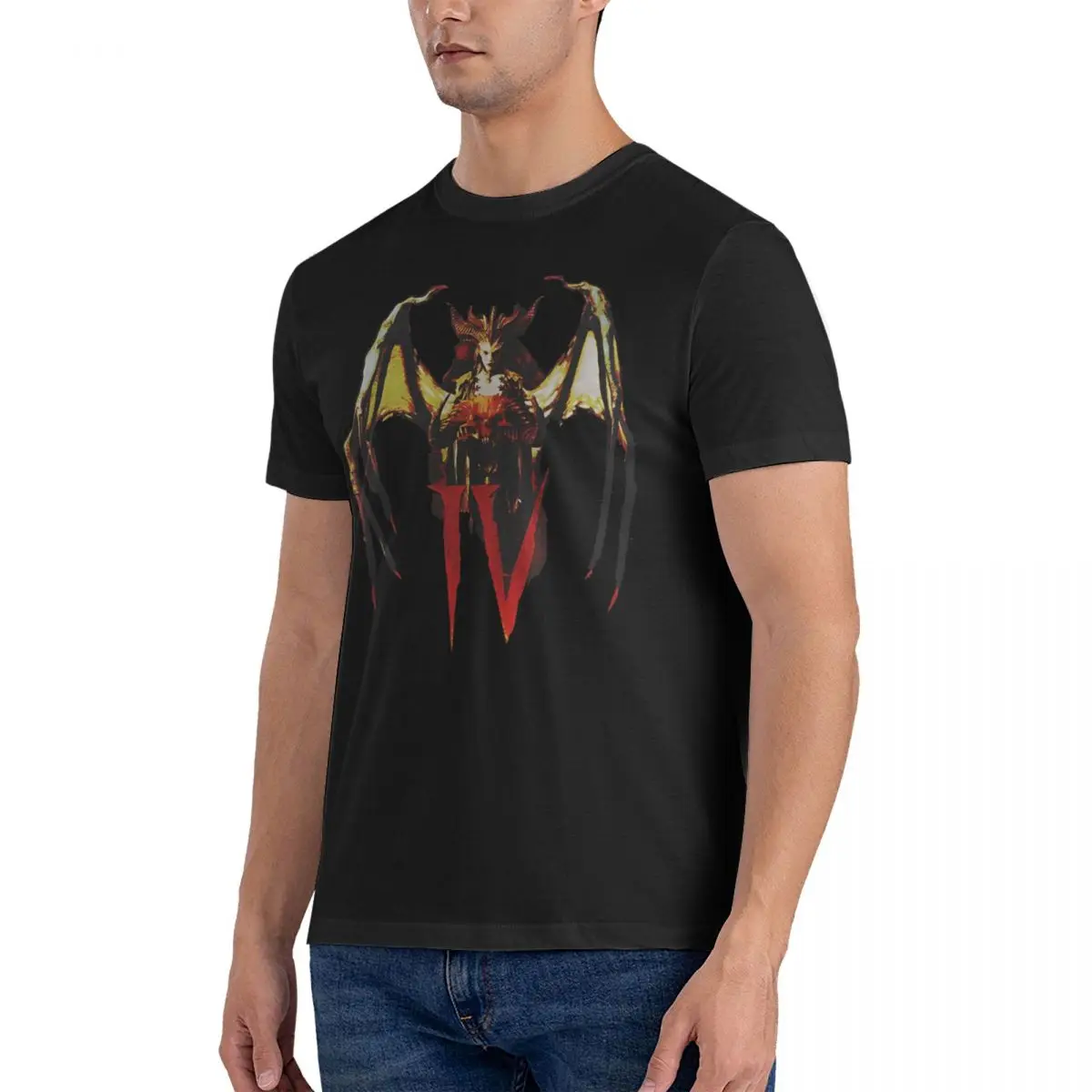 Men T-Shirt GAME Cool 100% Cotton Tees Short Sleeve Diablo IV T Shirt Round Neck Tops Classic image 2