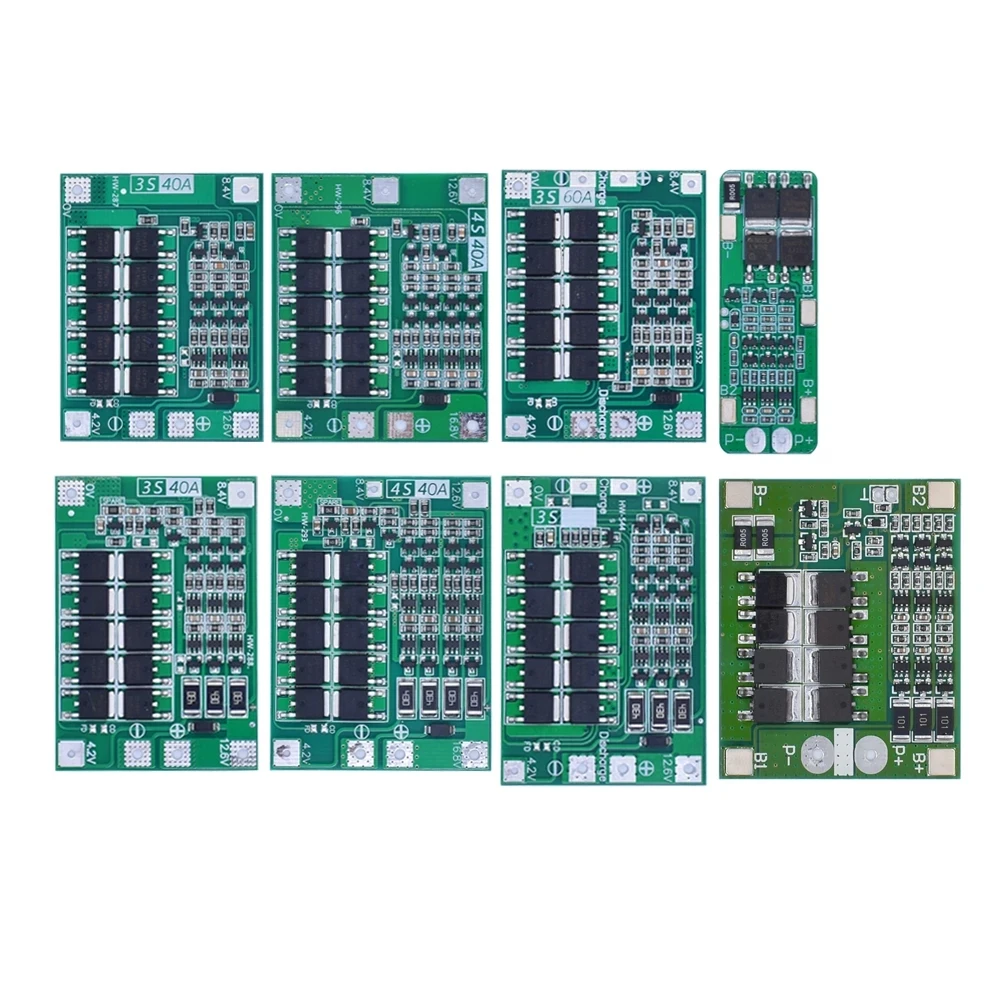 3S/4S 20 40A 60A Li-ion Lithium Battery Charger Protection Board 18650 BMS Drill Motor 11.1V 12.6V/14.8V 16.8V Enhance/Balance