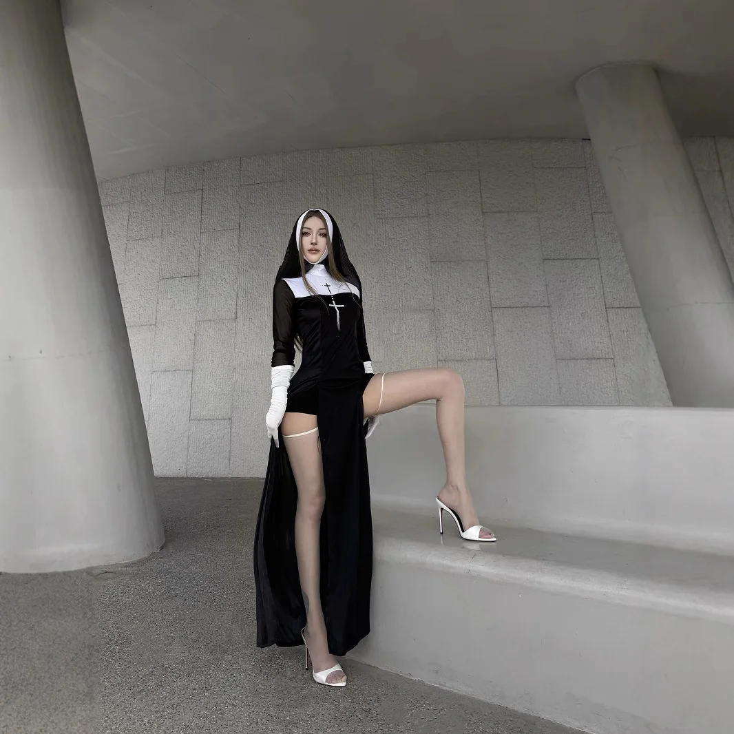 

Cute Women Anime Nun Costume Cosplay Shows Outfit Sexy Ladies Halloween Performance Fancy Dress Up Sister Cos Punishment Uniform