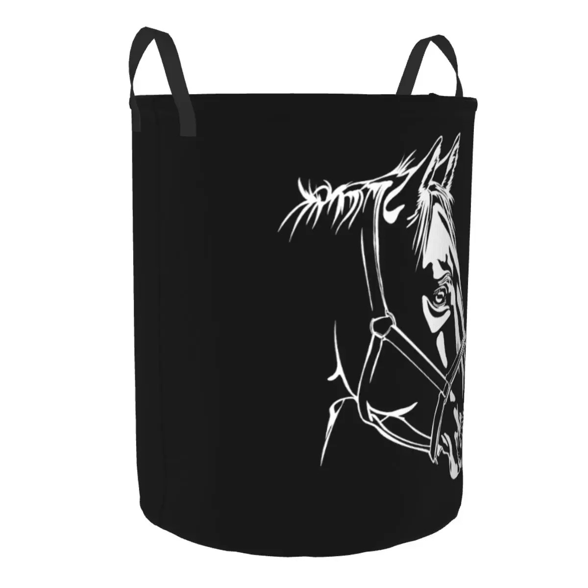 Custom Silhouette Of Horse Head Laundry Basket Foldable Large Clothes Storage Bin Baby Hamper