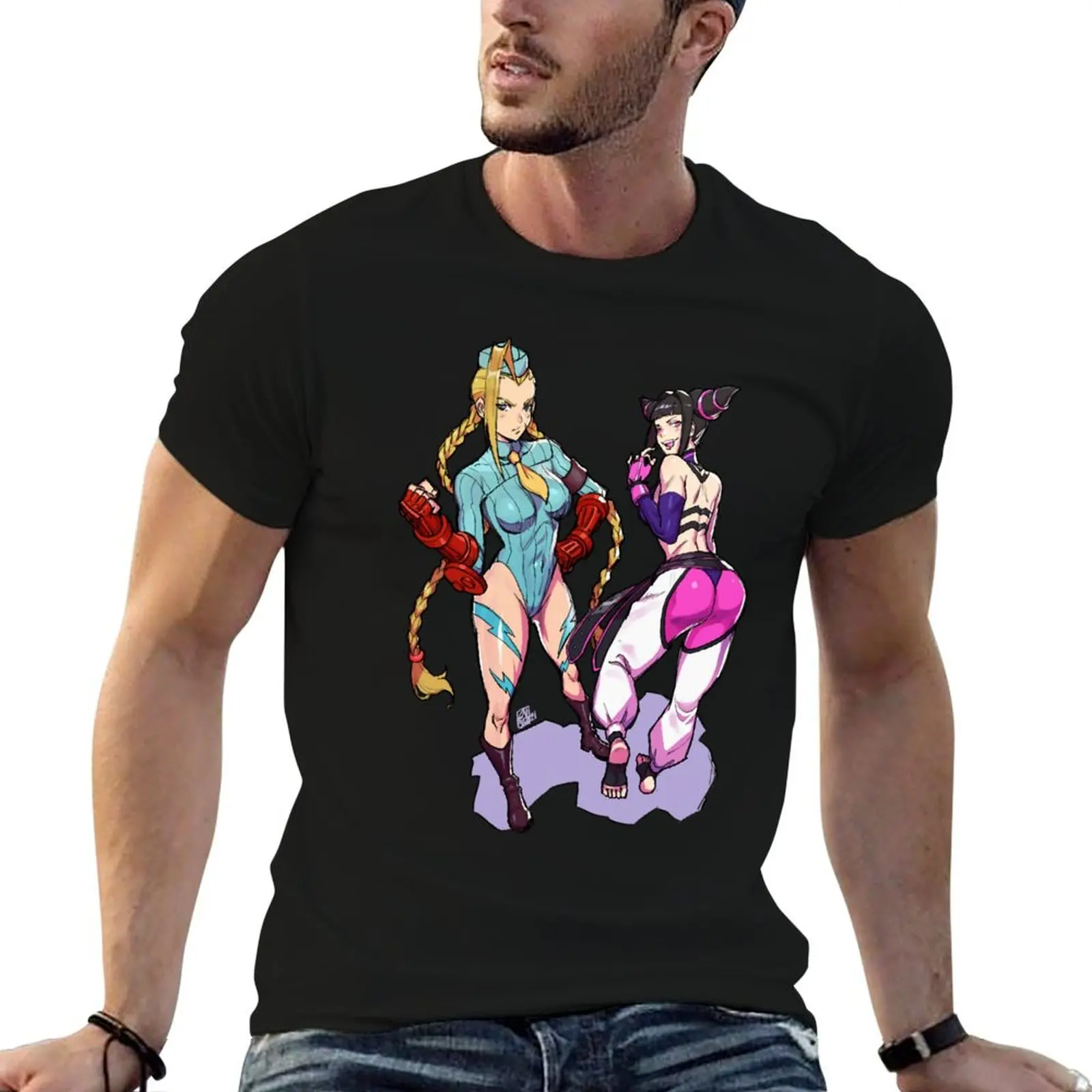 Cammy, Juri fanart T-Shirt customizeds oversized graphic tee mens t shirts pack