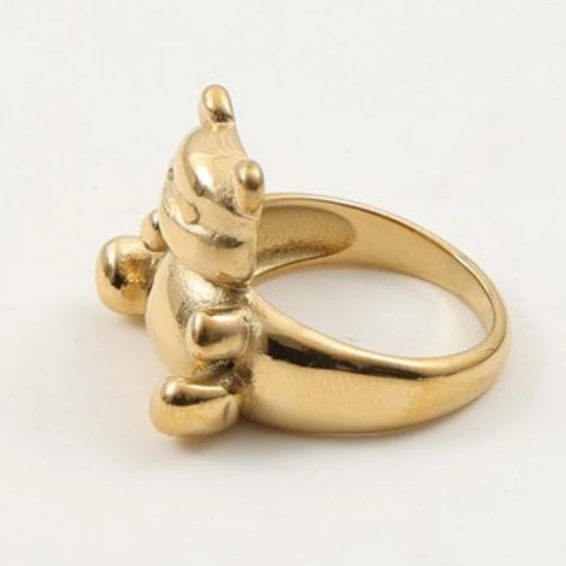 New Arrilval Cute Gold Color Bear Ring Stainless Steel Ring for Women