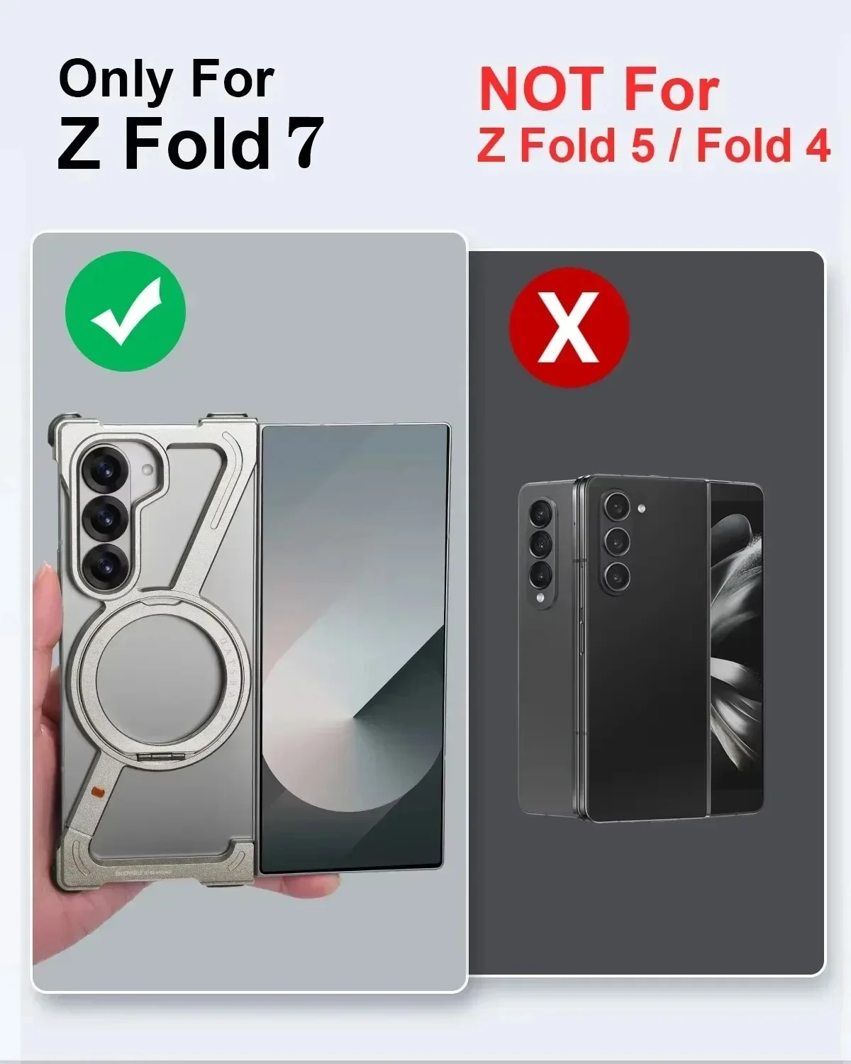Bezramkowe etui na telefon Oatsbasf do Galaxy Z Fold 7 6 5 z 360 ° Obrotowy stojak Magnetyczny metalowy aluminiowy, odporny na wstrząsy pokrowiec na telefon — zdjęcie produktu 2