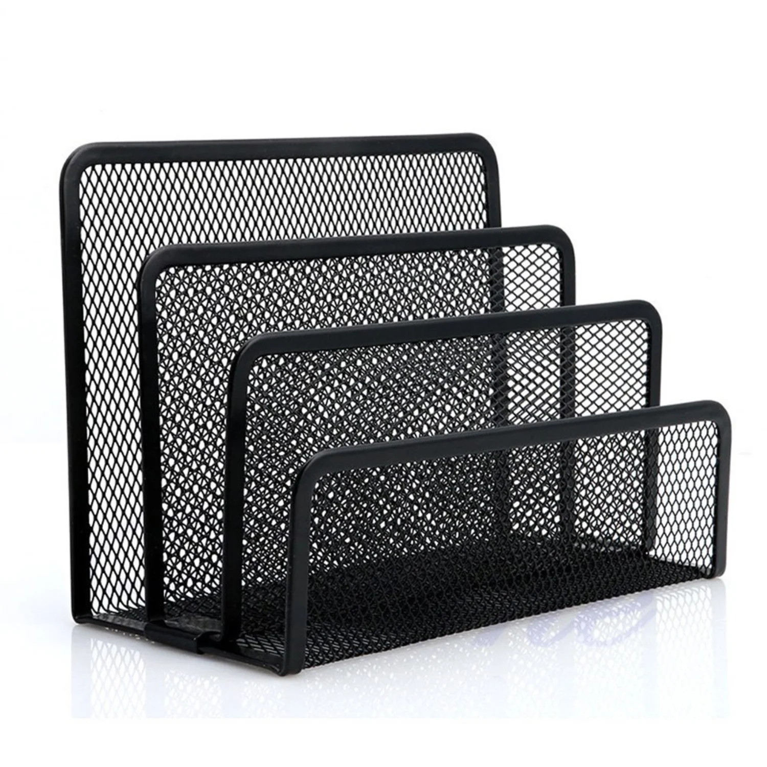 

Metal Mesh Desk Mail Organizer & File Holder for Home or Office Desk - Small Desktop Storage Solution (Black, 1 Pack)