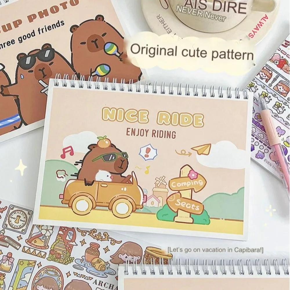 Cartoon Capybara Tape Collection Book Reusable Capybara Tape Holder Notebooks Stationery Release Notebook Hand Account Tool