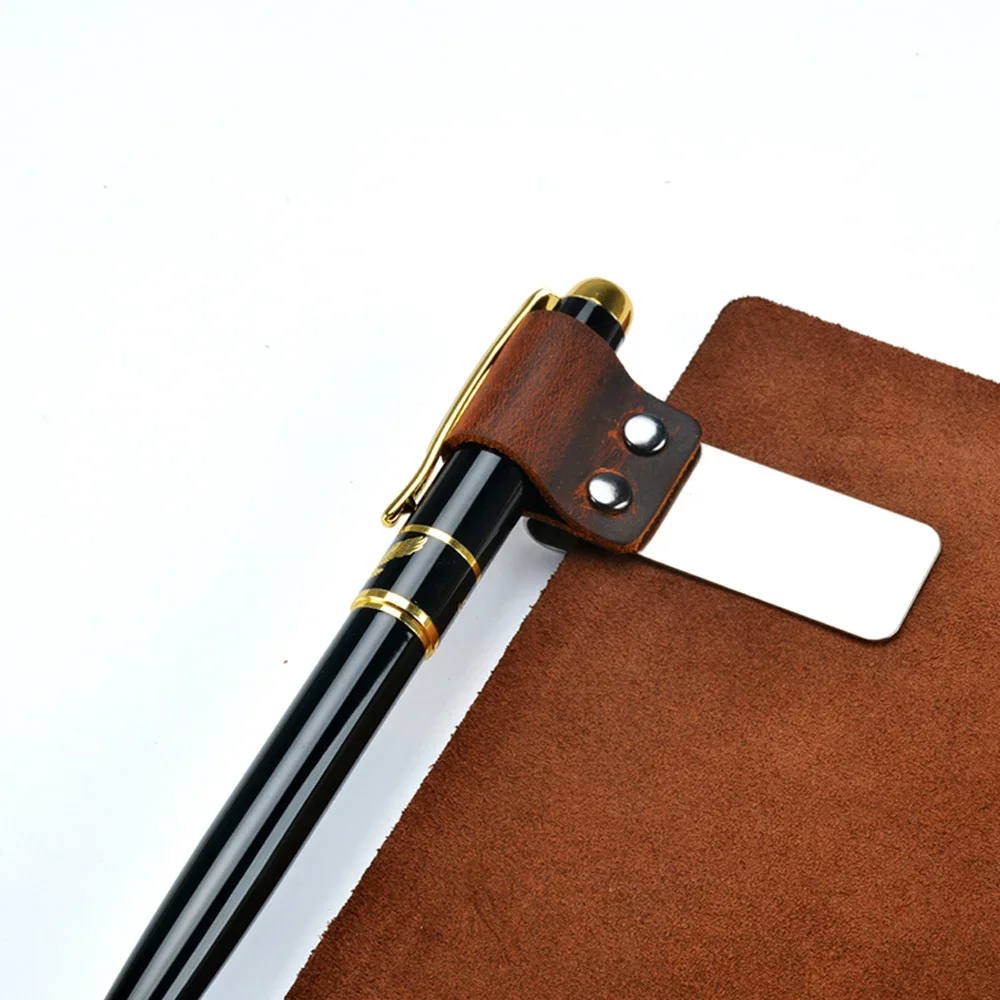 Simplenote Metal Leather Pencil Holder Brass Stainless Steel Clip For Notebook Planner Creative Accessories Stationery Products
