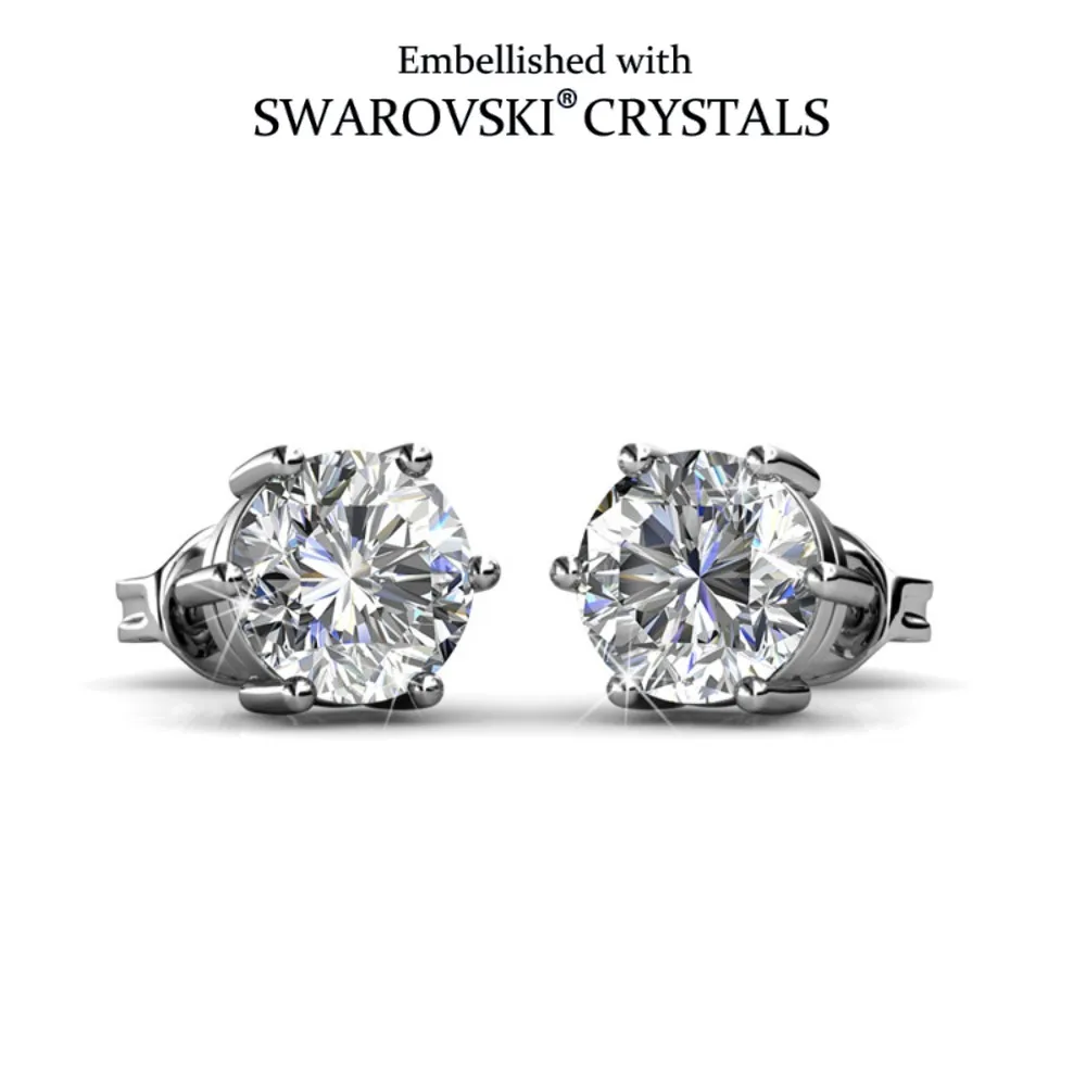 

Daisini Простые геометрические серьги с 6 когтями, украшенные кристаллами Swarovski, модные изящные и универсальные серьги для женщин