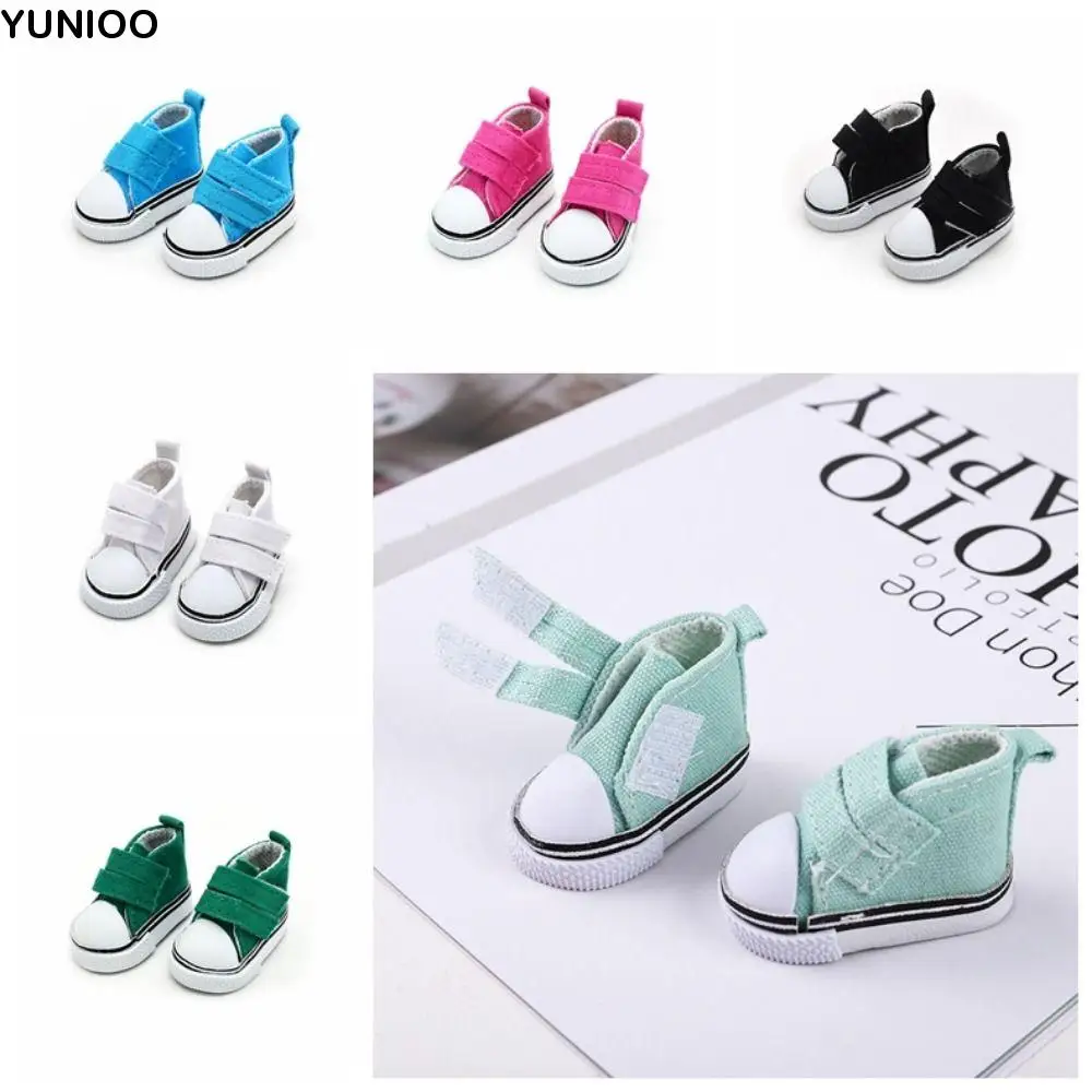 1 Pair 5cm Length Doll Canvas Shoes DIY Plimsolls 1/6 Scale Mini Sneakers High Top Colorful Mini Casual Shoes Children Toy