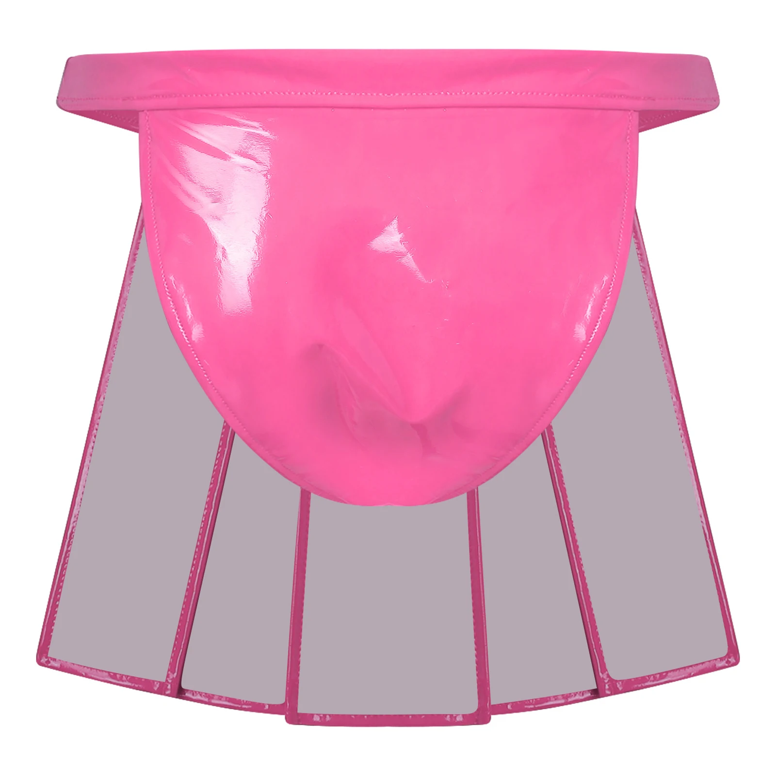 

Mens Lingerie Glossy PU Leather Sumo Loincloth Underwear Underpants Front Pleated Overlap Briefs Underpants Rave Party Costume