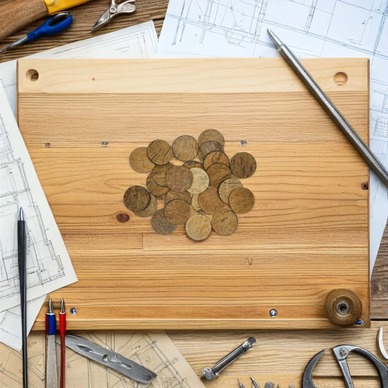 

50Pcs Moss Round Slices Handmade Coconuts Shell Decorations Textured Landscape Supplies for Aquarium Scenery Coconut Shell Discs