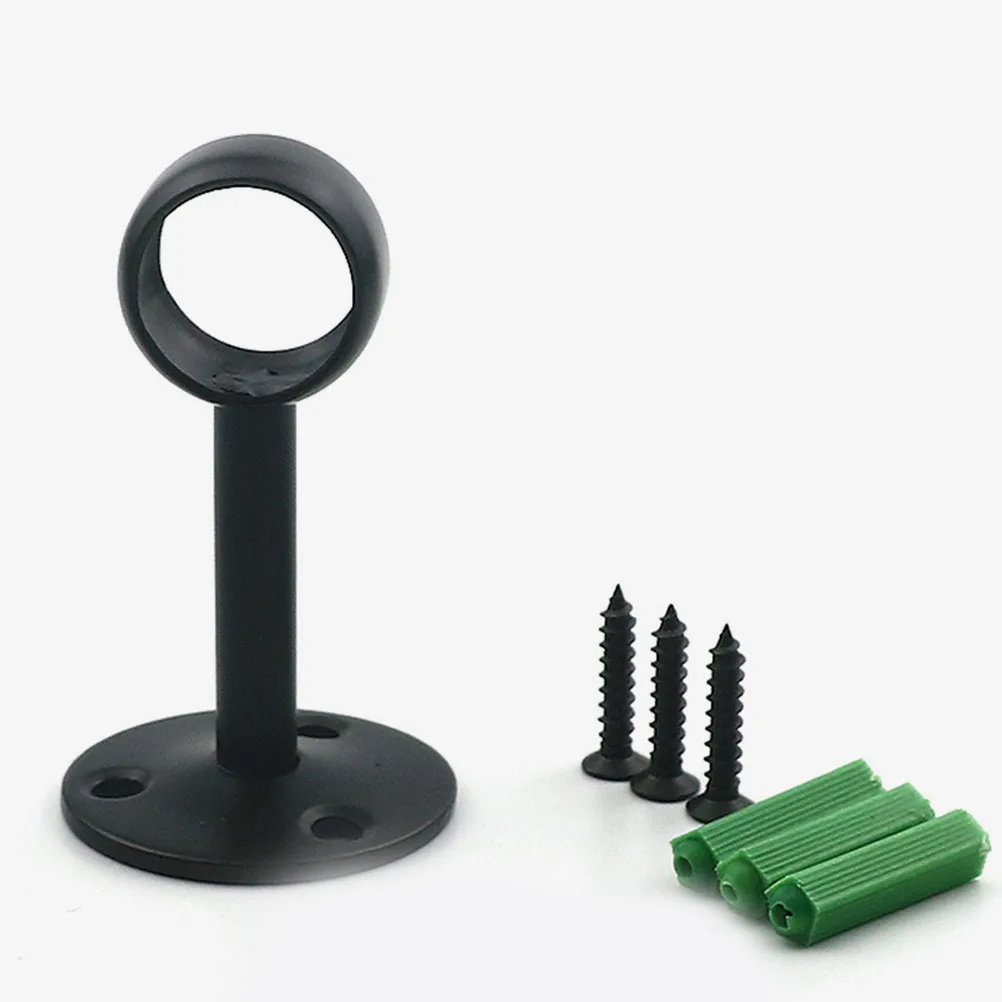 

8pcs Curtain Rod Brackets Heavy Duty Shower Holders Flange Mount Support Black Sturdy Easy Install Replacement Curtain