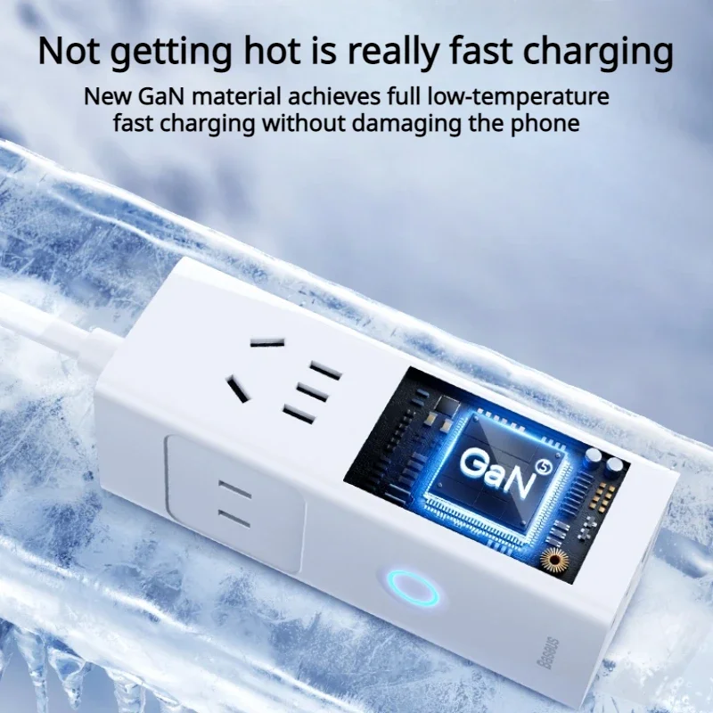 Baseus GaN 30W Charger Fast Charging Gallium Nitride 6in1 Usb Typec PD 1.5m Extension Socket Quick Charge for iPhone Huawei