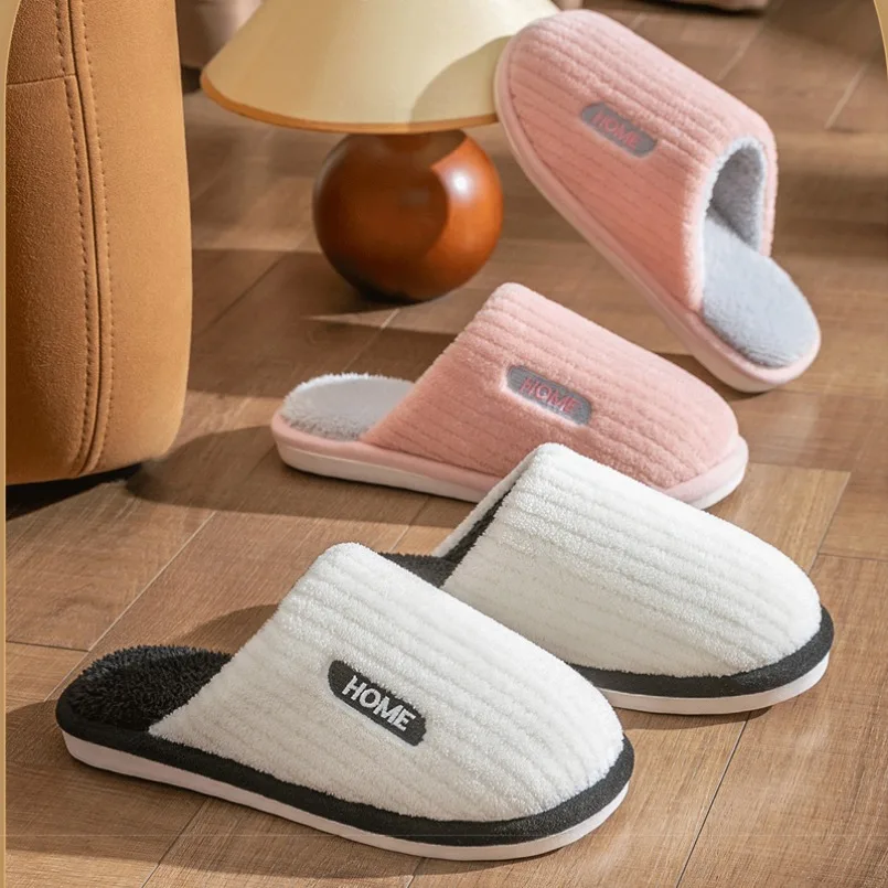 

Winter Warm Slipper Women Home Fuzzy Fur Plush Non Slip Indoor Lazy Female Thermal Furry House Shoe Flat flip flop Male Men