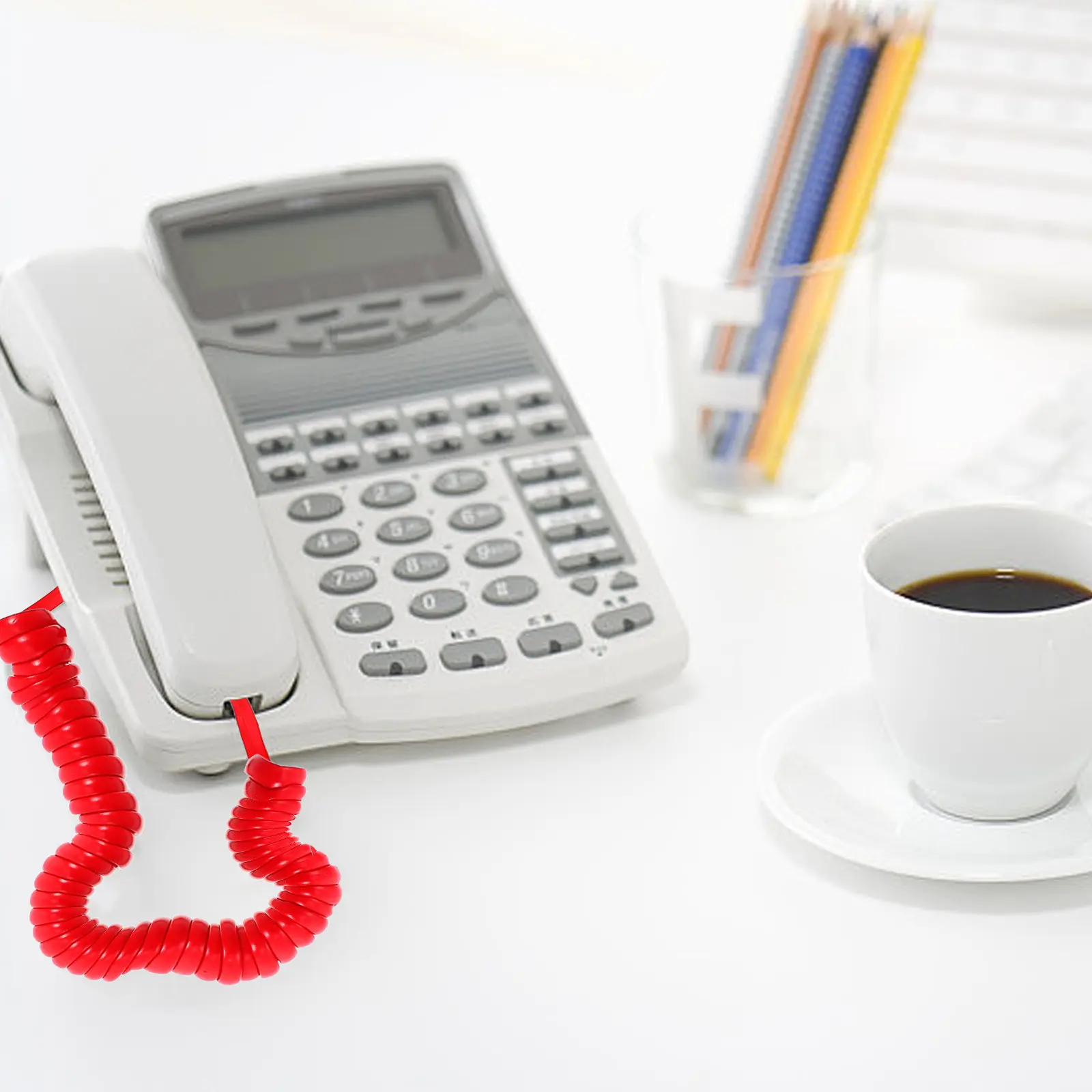 2pcs Coiled Telephone Cords Landlines Phone Cords Receiver Wire For Home Office Use Black Phone Cord Durable Line Cable