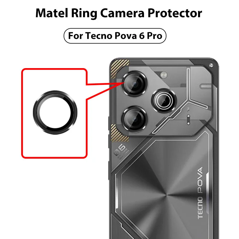 Aluminum Alloy Camera Protective Case For Tecno Pova 6 Pro neo Pova6pro Metal Bumper Tempered Glass Lens Rear Ring Pova 6 Pro