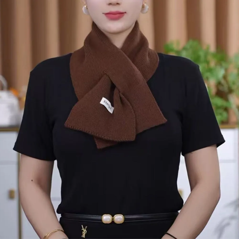 1Pc lazy cross scarf 25 new temperament versatile solid color knitted scarf warm convenient fashion Internet celebrity autumn