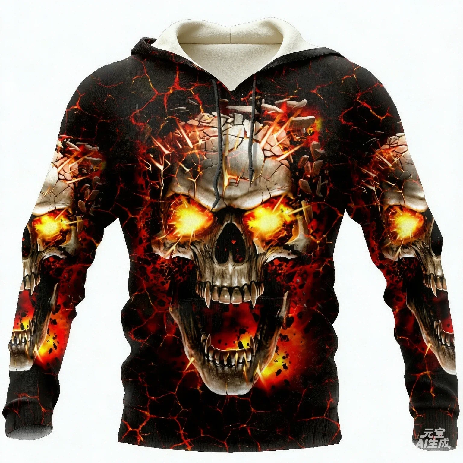 26/27 Men Hoodies 3D Print Horror Flaming Skull Graphic Fashion New Style Casual Pullover Personality Oversize Men Clothing Tops