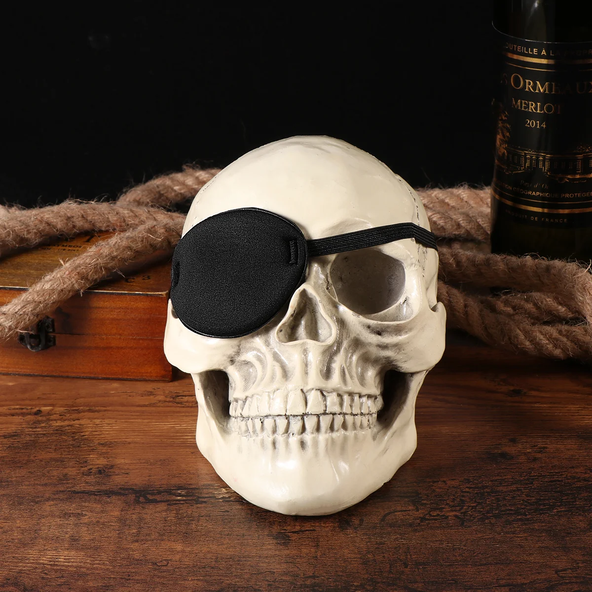 Pirate Eye Patch Single Eye Mask Adjustable Comfortable Black Adult Halloween Masquerade Party Costume