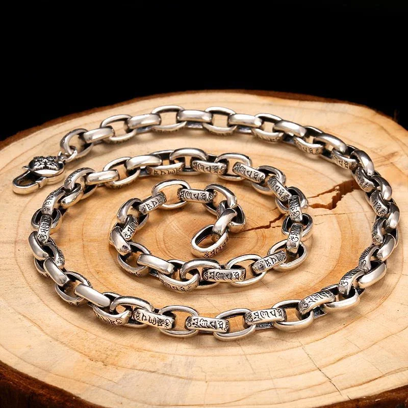 New Tibetan Buddhist Vajra Dorje Pendant Necklace Six Syllable Mantra Ethnic Mens Bold Retro Spiritual Jewelry Accessory