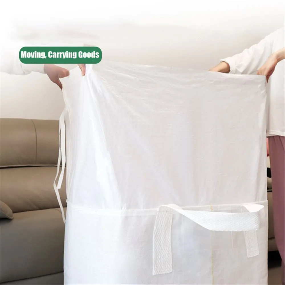 

White Heavy Duty Storage Tote Bag Large Capacity Storage Moving Bags Cloth Quilt Blanket Luggage Package Home Organizer