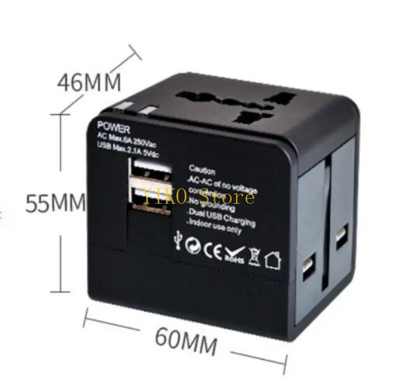 K32C Globals Converters Power พร้อมพอร์ตการชาร์จ USB สองครั้งอะแดปเตอร์เดินทางแบบกะทัดรัด
