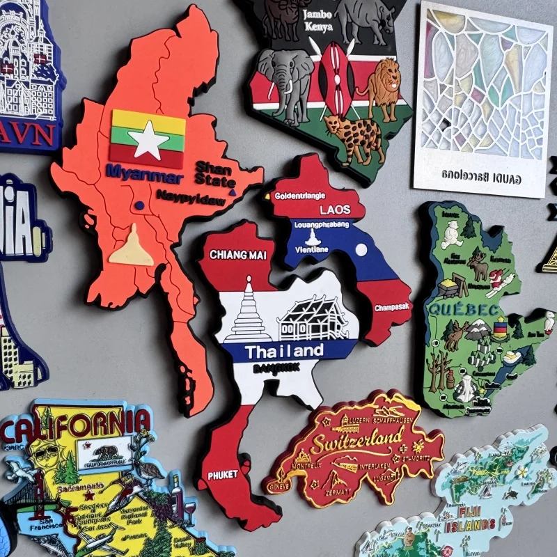 PVC Fridge Magnets Tanzania New York Bahamas Antigua Dubai Venezvela Puerto Rico Ottawa Argentina Santiago Chile Fridge Sticker