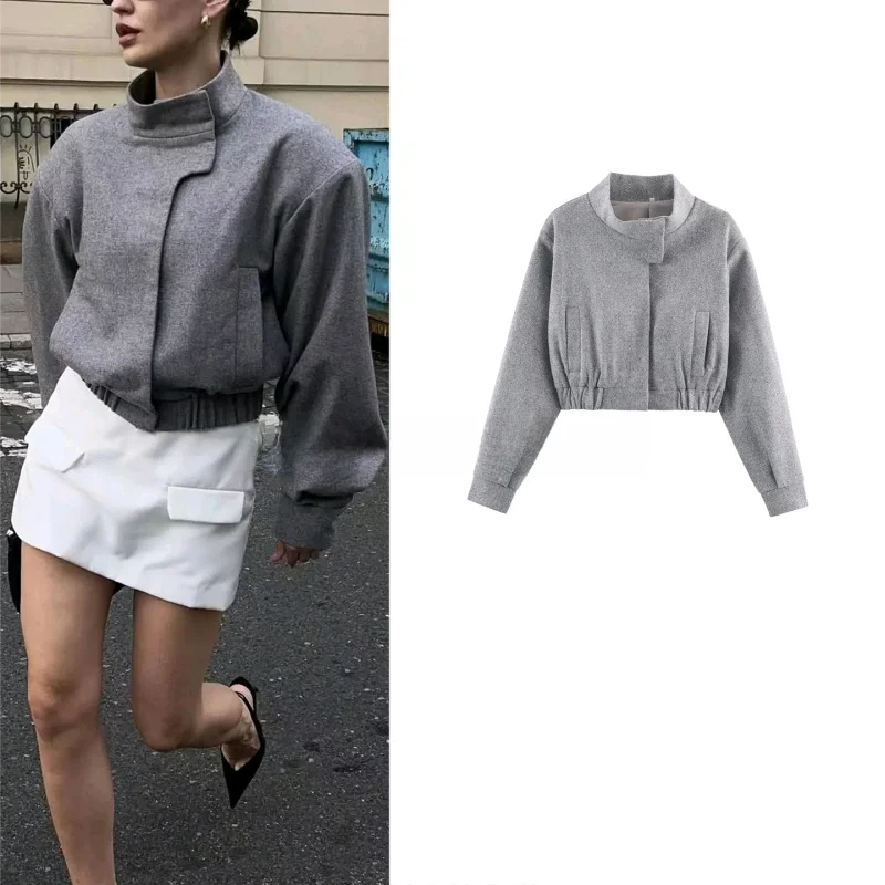 

Новое осеннее женское повседневное шерстяное пальто с воротником-стойкой, свободное пальто, мягкое пальто Quali Pilot Jaet, длина ort