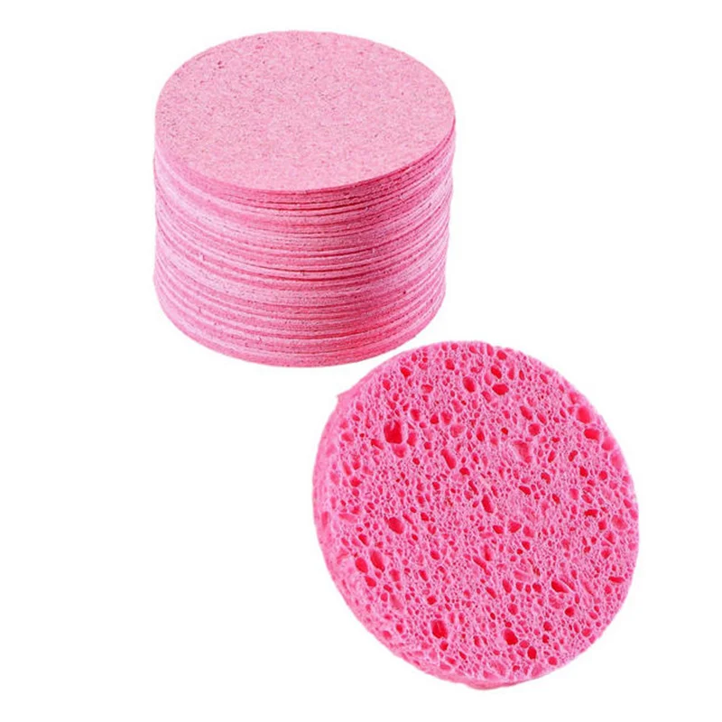 Reusable Round Facial Sponges Pad Set - 10/20/50/100PCS Natural Compressed Exfoliating Cleansing Pads for Face