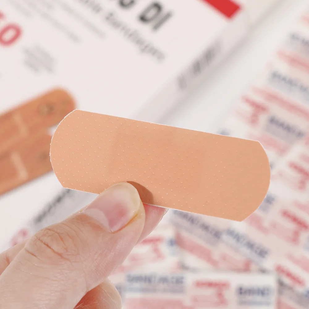 100Pcs Assorted Shapes PE Waterproof Band Aids Hemostatic Wound Plasters Household Wound Protection First Aid Accessories