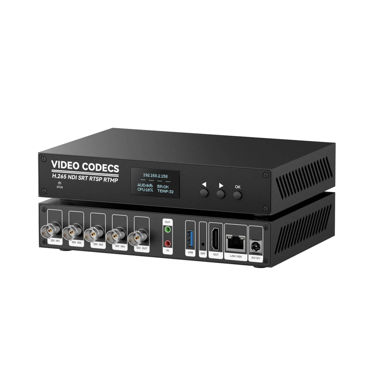 4-channel SDI NDI RTMP 1080P60 H.265/H.264 Video Encoder/Decoder AAC/MP3 Audio Web Management YouTube Twitch Live Streaming