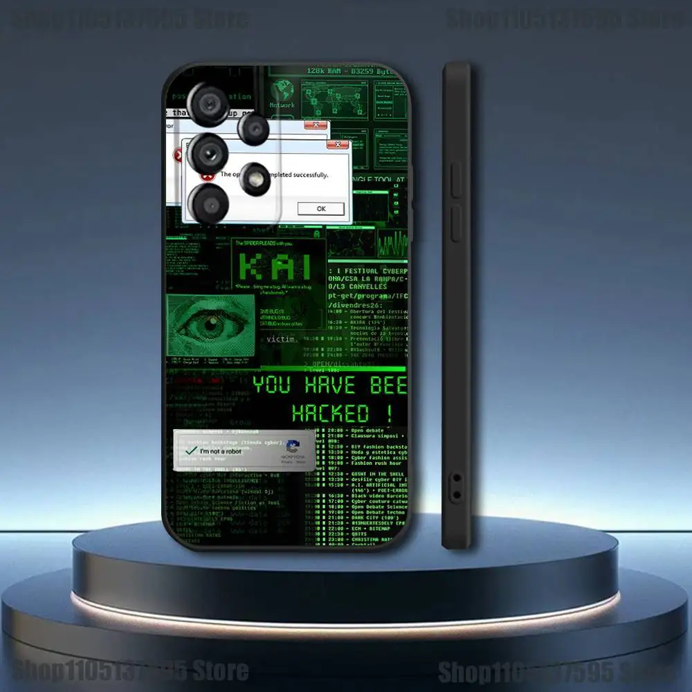 Casing Ponsel Seni Kode Komputer Hacker untuk Samsung Galaxy A73,31,32,72,41,53,52,71,22,5G,Note,J7,8,9 Sampul Hitam Lembut