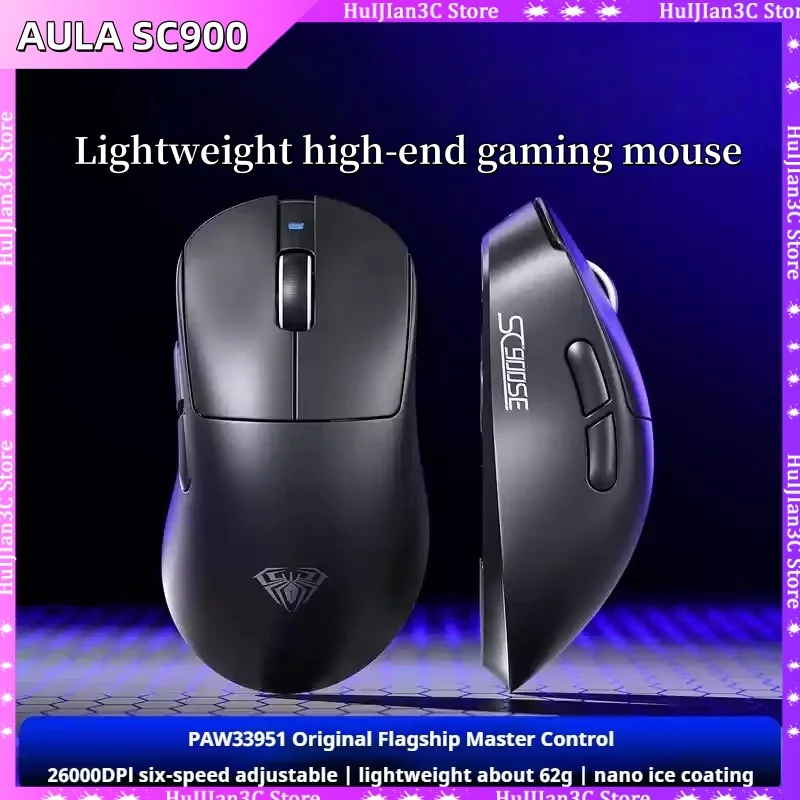 

AULA SC900 Wireless Tri Mode Mouse PAW3395/3950 sensor 260000/30000dpi Ergonomics Lightweight Design Laptop Office Gaming Mouse