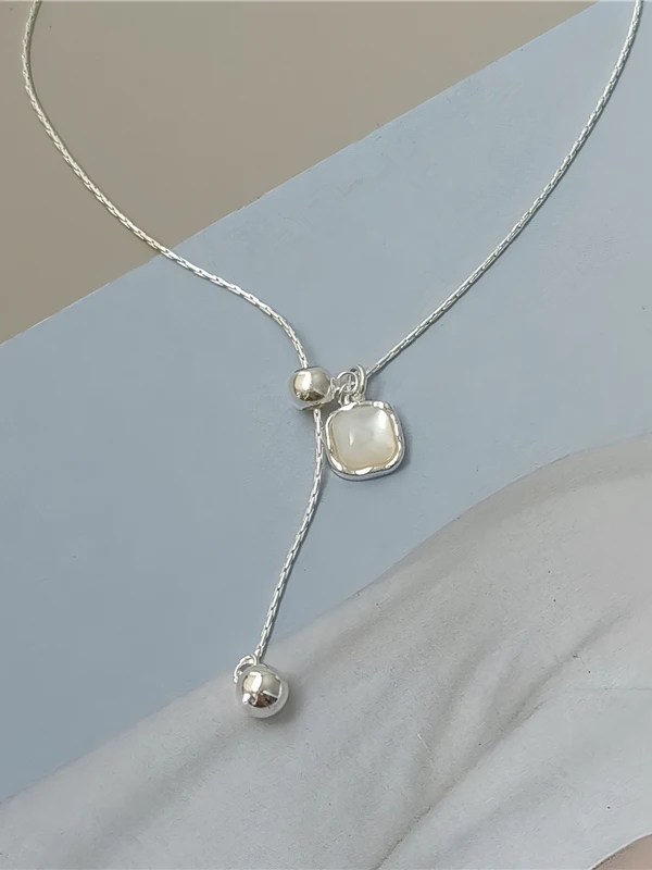 Original  Silver S925 Adjustable Abalone  Necklace Fashionable Korean Style Women's Jewelry Daily Commute Suitable