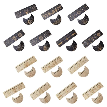 G92F ไม้ Tarot Card Stand Holder ดวงจันทร์ฐานแท่นบูชารูปร่างดวงจันทร์และสี่เหลี่ยมผืนผ้าการ์ดสำหรับแม่มด Divination เครื่องมือ