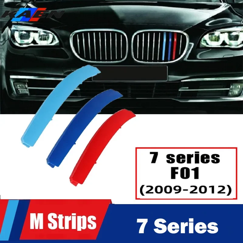 3Pcs Car M Grille Trim Strip For BMW 7 Series F01 F02 F03 F04 G11 G12 2009-2023 Performance Car Racing Grille Strip Trim Clip