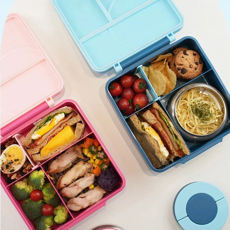 

New Microwaveable Heating Compartment, Bento Box Stainless Steel Bowl Lunch Box Plastic Dinner Plate Children's Lunch Box