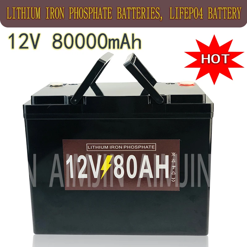 12V 80Ah LiFePO4 Battery 12.8V 3000 Cycles For RV Campers Golf Cart Off-Road Off-grid Solar Wind