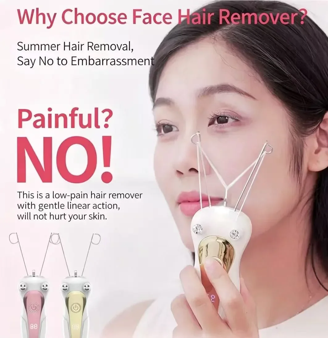 Mini Electric Hair Remover Facial Hair Removal Defeatherer Women Beauty Epilator Body Arm Cotton Thread Depilator LCD Display