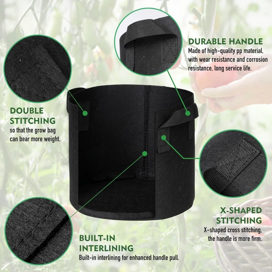 30-100 Gallon Large Nonwoven Plant Grow Bag with Handles Heavy Duty Fabric Plant Pots Container