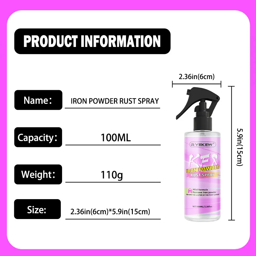 Car Wheel Hub Rust Remover,Auto Rim Cleaner,Quickly Dissolve and Remive Rust Iron Powder Rust Spray,Rust Spots Remove Spray