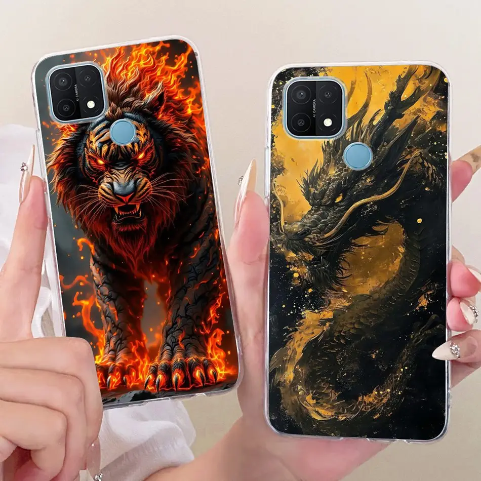 Чехол для телефона OPPO A15 A15s с крутым рисунком дракона и тигра для Oppo A15 A15S CPH2179 CPH2185 Мягкие силиконовые чехлы из ТПУ Чехол для телефона OPPO A15 A15s с крутым рисунком дракона и тигра для Oppo A15 A15S CPH2179 CPH2185 Мягкие силиконовые чехлы из ТПУ