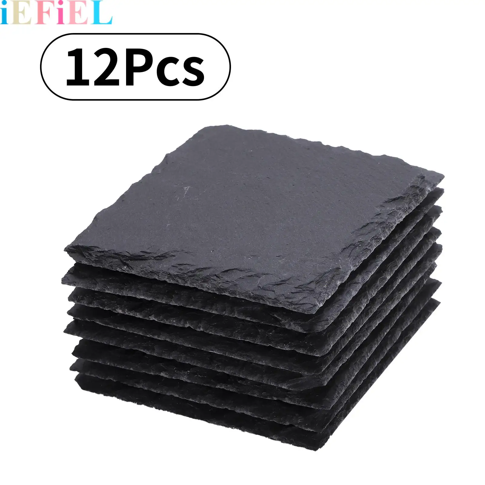

Slate Coaster Bulk 3.9 Inch Square Round Black Stone Coasters with Anti-Scratch Bottom Drink Coffee Bar Home Engraving Supplies