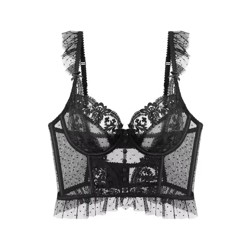 女性のための花柄の刺繍レースブラ,フレンチスタイル,薄くて透明,セクシーなランジェリー,$ @ 1w