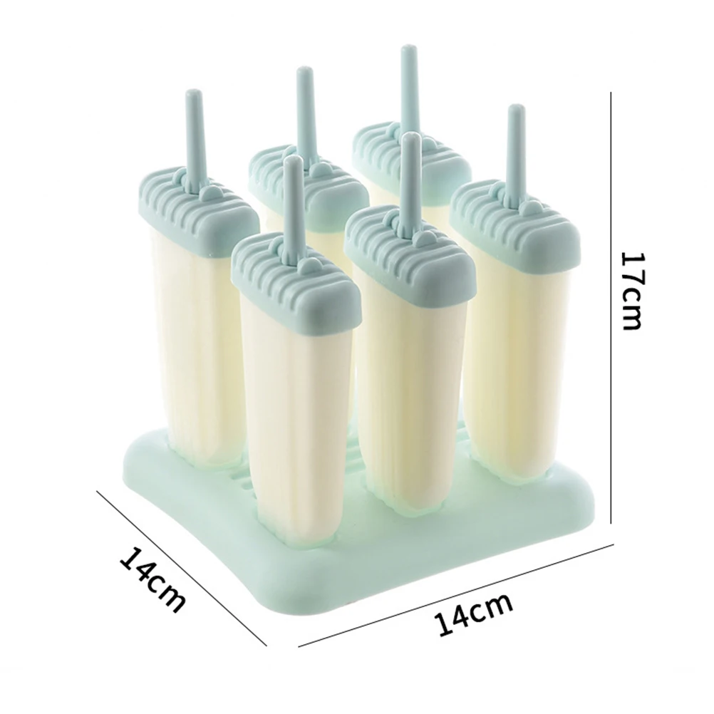 

6pcs Ice Cream Mold PP Material Cartoon Shape Reusable DIY Blue Color Plastic Popsicle Tool Kitchen Bar Accessories