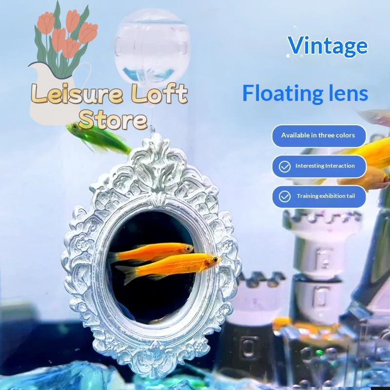 Vintage Style Betta Mirror with Mini Engraving Designed for Fish Exercise & Fun